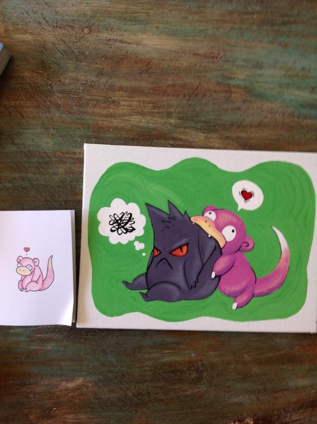 620x830 Slowpoke And Gengar Painting And Card - Gengar Painting