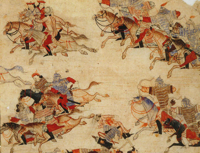 656x500 Conquering The World On Horseback Is Easy It Is Dismounting - Genghis Khan Painting