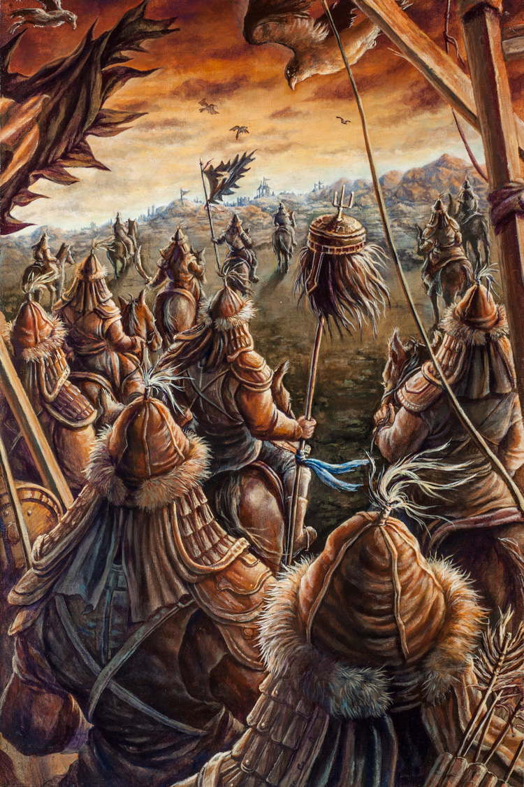 750x1125 Genghis Khan, Advance In Kyung Chah - Genghis Khan Painting