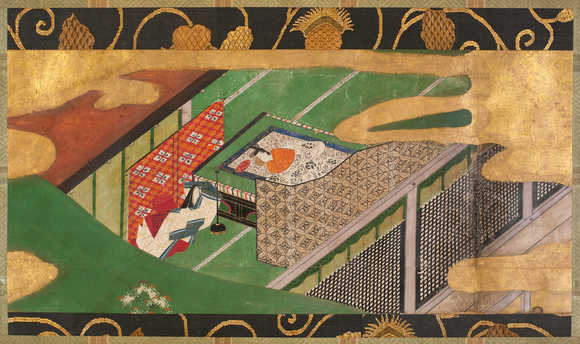 2000x1188 Scene From The Ivy (Yadorigi), Chapter 49 Of The Tale Of Genji - Genji Painting