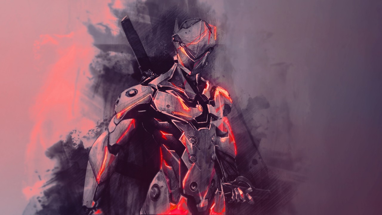 1280x720 Download 1280x720 Overwatch, Genji, Painting, Artwork Wallpapers - Genji Painting