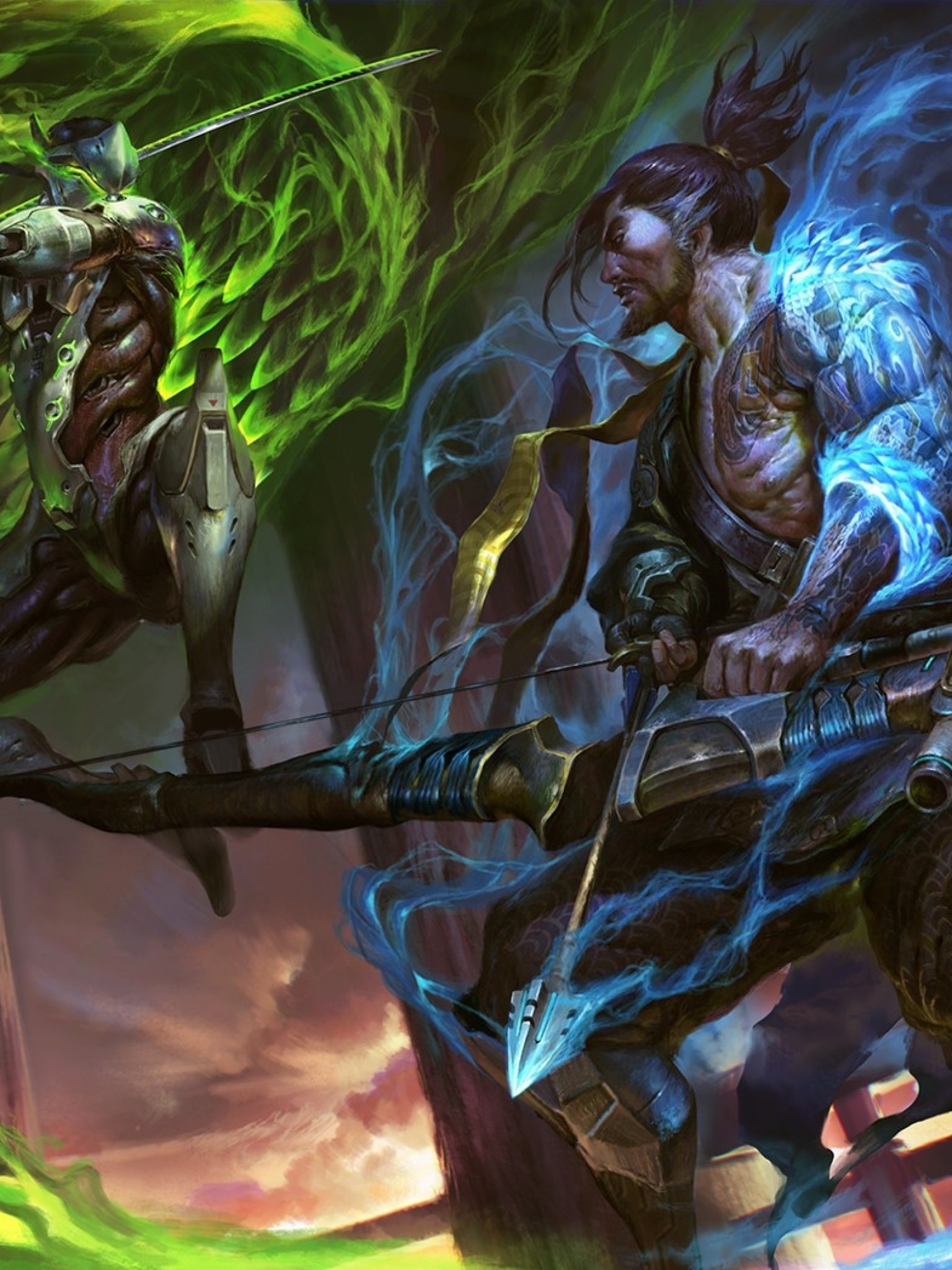 1536x2048 Download 1536x2048 Overwatch, Genji, Hanzo, Skills, Painting - Genji Painting