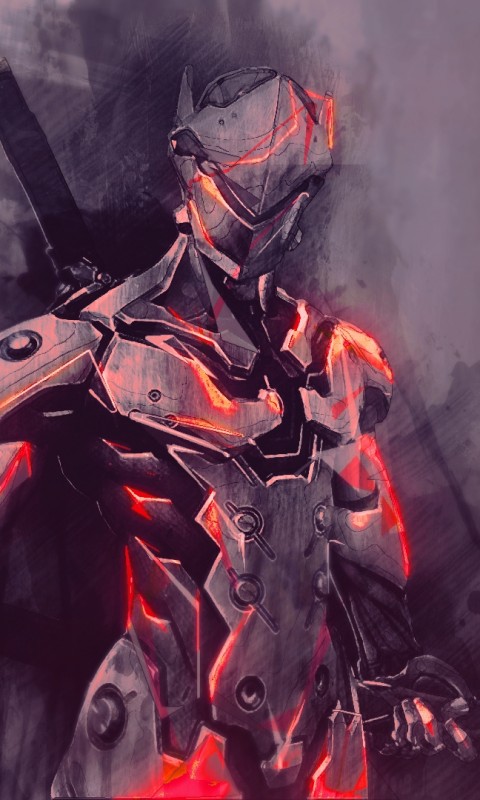 480x800 Download 480x800 Overwatch, Genji, Painting, Artwork Wallpapers - Genji Painting