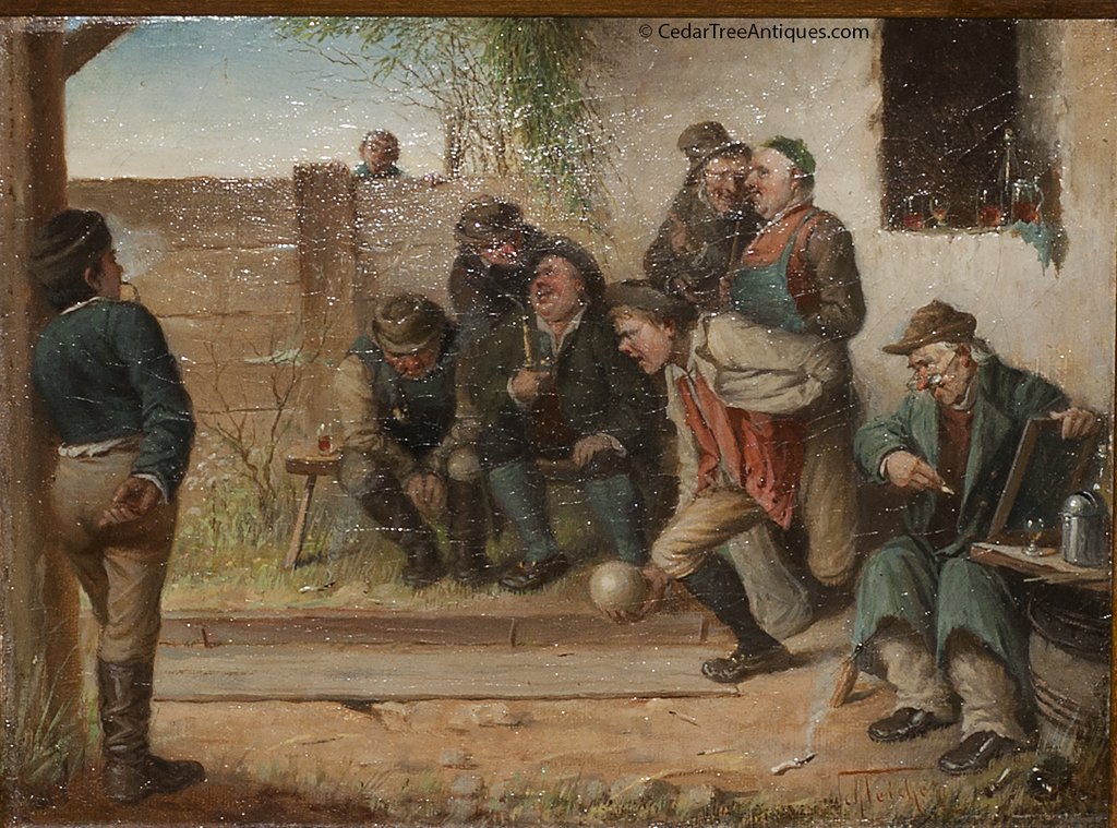 1024x759 Oil On Canvas Genre Scene Painting By Carl Schleicher Cedar Tree - Genre Scene Painting