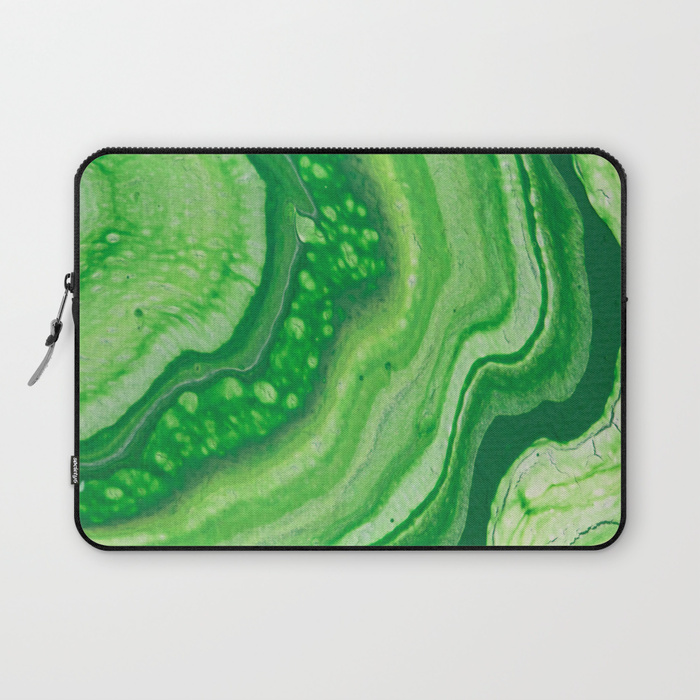 700x700 Green Geode Acrylic Pour Painting Laptop Sleeve By - Geode Painting