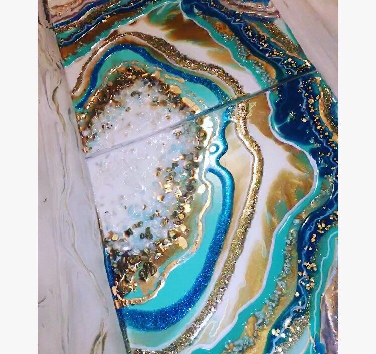 750x705 Sea Geode, Resin, Art, Abstract, Contemporary, Geode, Agate - Geode Painting