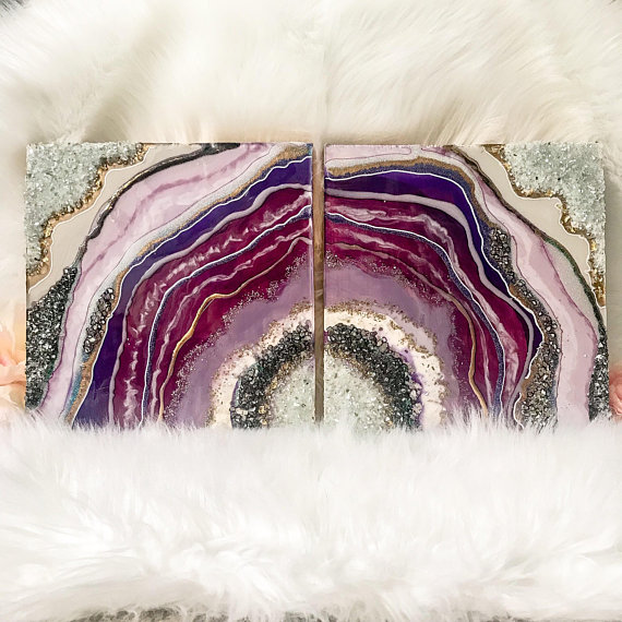 570x570 Geode Resin Art Geode Resin Painting Purple Geode Mixed - Geode Painting