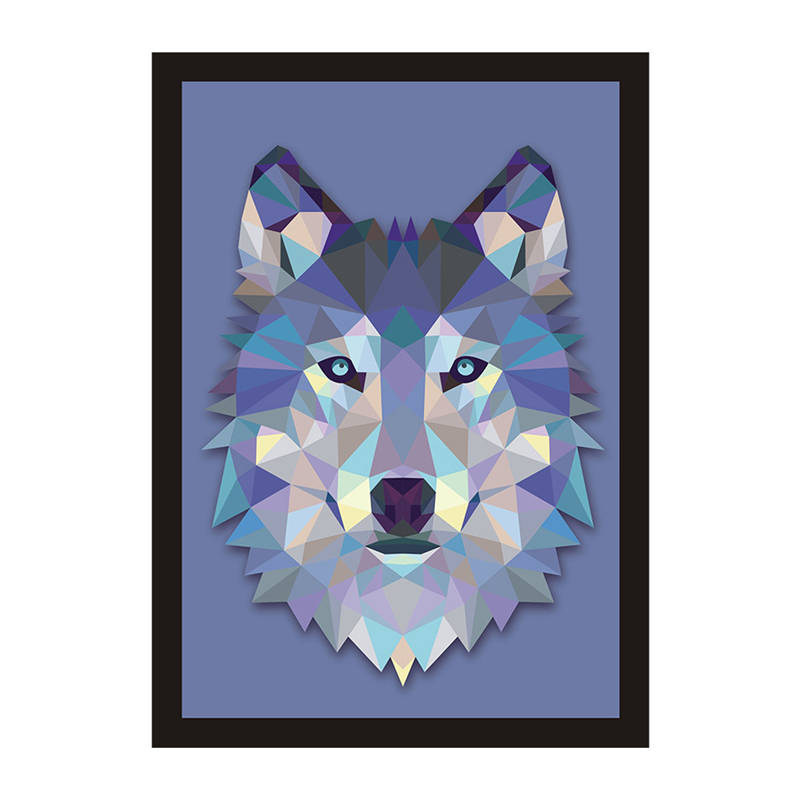 800x800 Fight Color Geometric Animal Cool Wolf Head Canvas Painting Wall - Geometric Animal Painting