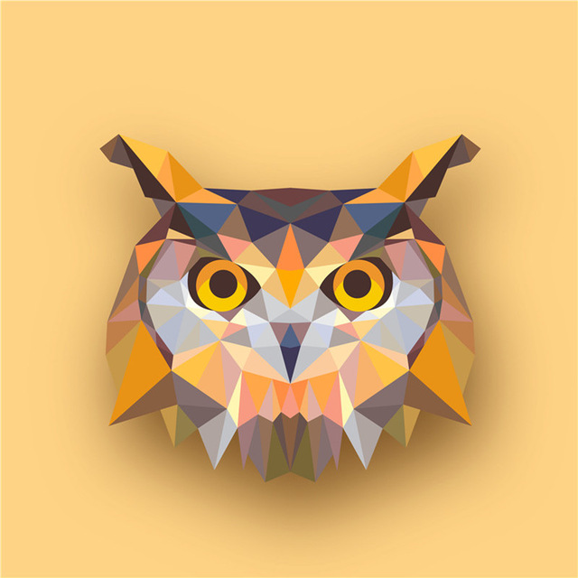 640x640 Geometric Animals Owl Canvas Art Print Painting Poster, Print Wall - Geometric Animal Painting