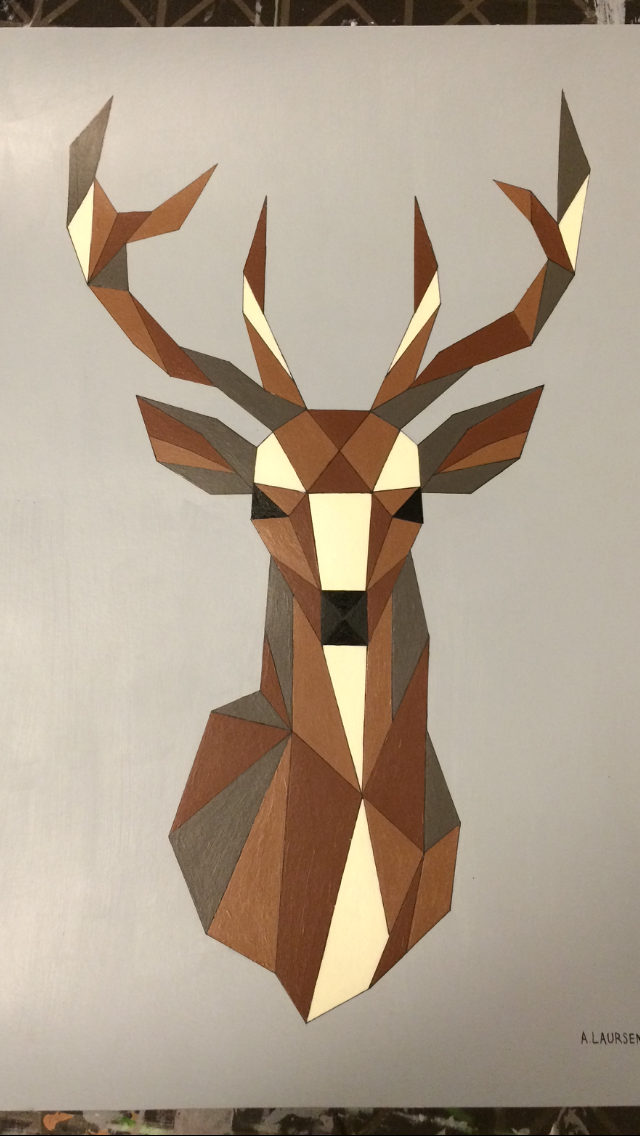 640x1136 Geometric Deer - Geometric Animal Painting