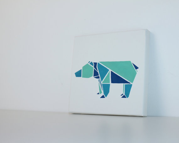 570x456 Items Similar To Geometric Animal Nursery Canvas Painting - Geometric Animal Painting