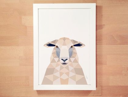 420x318 Sheep Art, New Zealand Art, Kiwiana, Sheep Painting, Geometric - Geometric Animal Painting