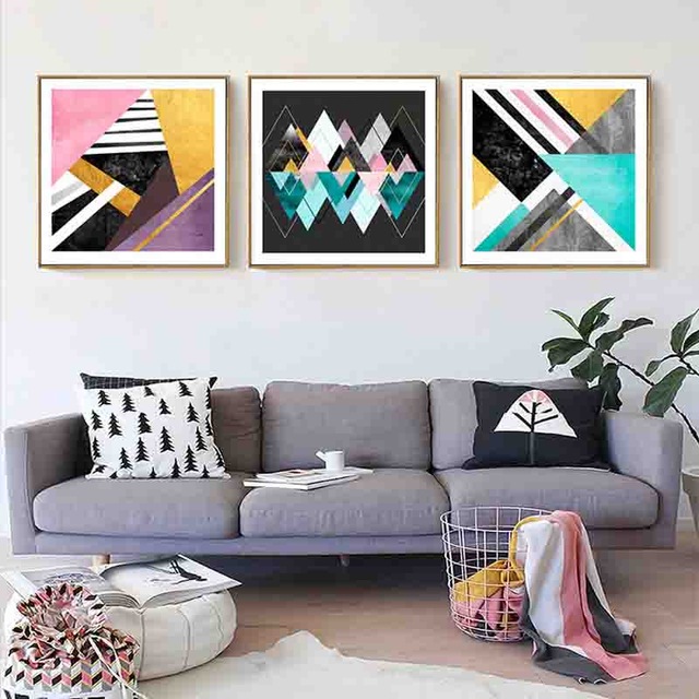 640x640 Fashion Nordic Abstract Composition Colorful Geometric Art Canvas - Geometric Art Painting