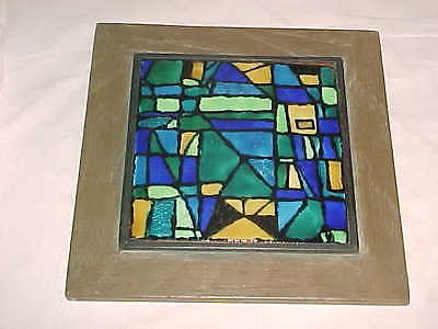 400x300 Signed Modern Midcentury Abstract Enamel Copper Painting Plaque - Geometric Art Painting