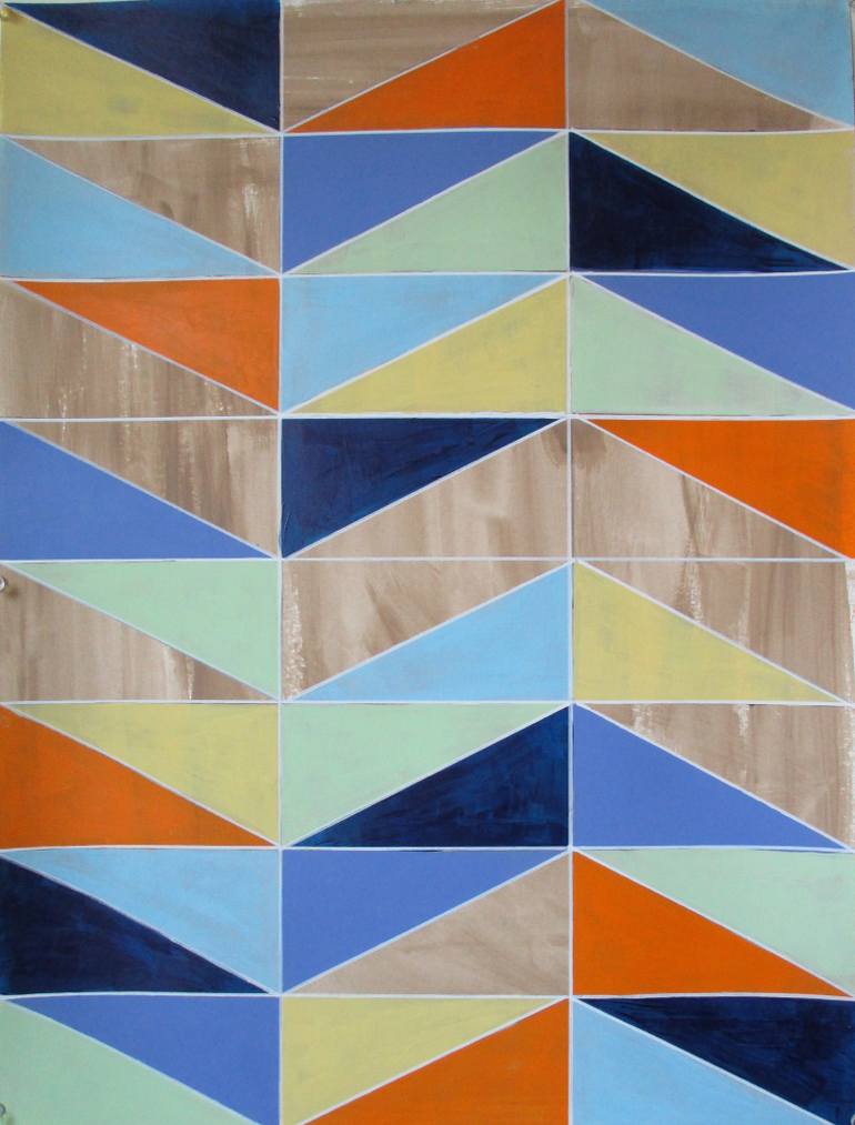 770x1013 Saatchi Art Navy Blue Orange Yellow Mint Geometric Painting By - Geometric Art Painting