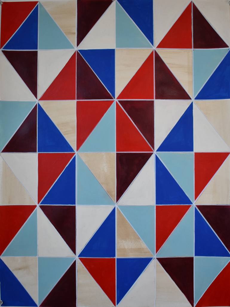 770x1029 Saatchi Art Red Blue Diamond Geometric Painting By Amy Illardo - Geometric Art Painting