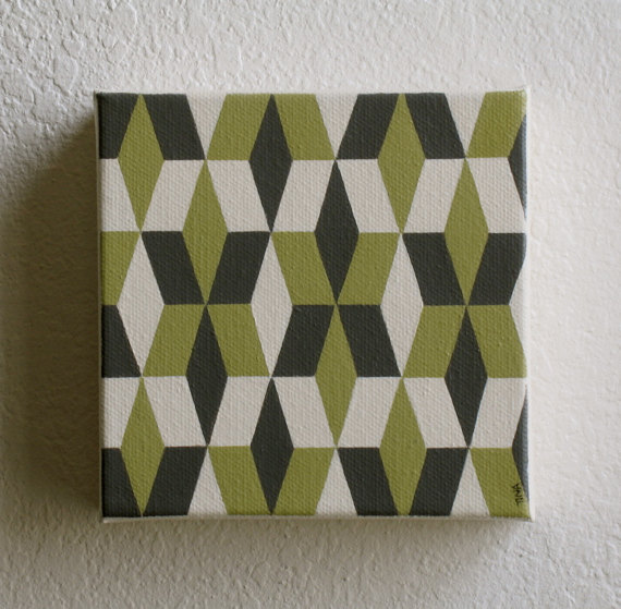 570x559 Small Art Block 5x5 Geometric Painting Canvas Art Original - Geometric Canvas Painting