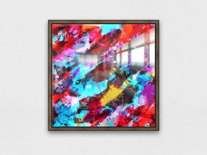 800x600 Psychedelic Geometric Pattern Painting Abstract Background In Blue - Geometric Canvas Painting