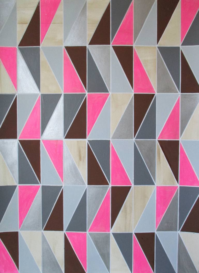 770x1055 Saatchi Art Brown Pink Metallic Silver Geometric Painting By Amy - Geometric Painting