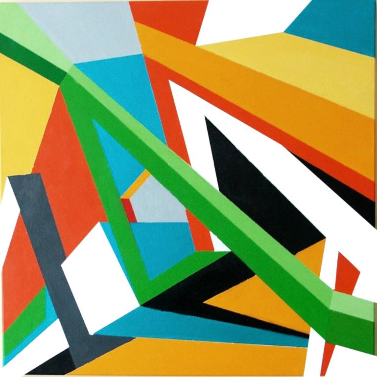 770x771 Saatchi Art 3d Geometric Abstraction Painting By Marek Uhlir - Geometric Painting Artists