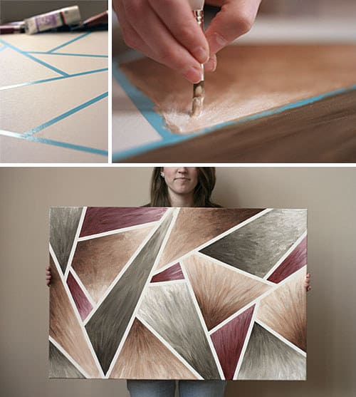 500x557 Diy Geometric Painting With Tape Ideas The Whoot - Geometric Painting Designs