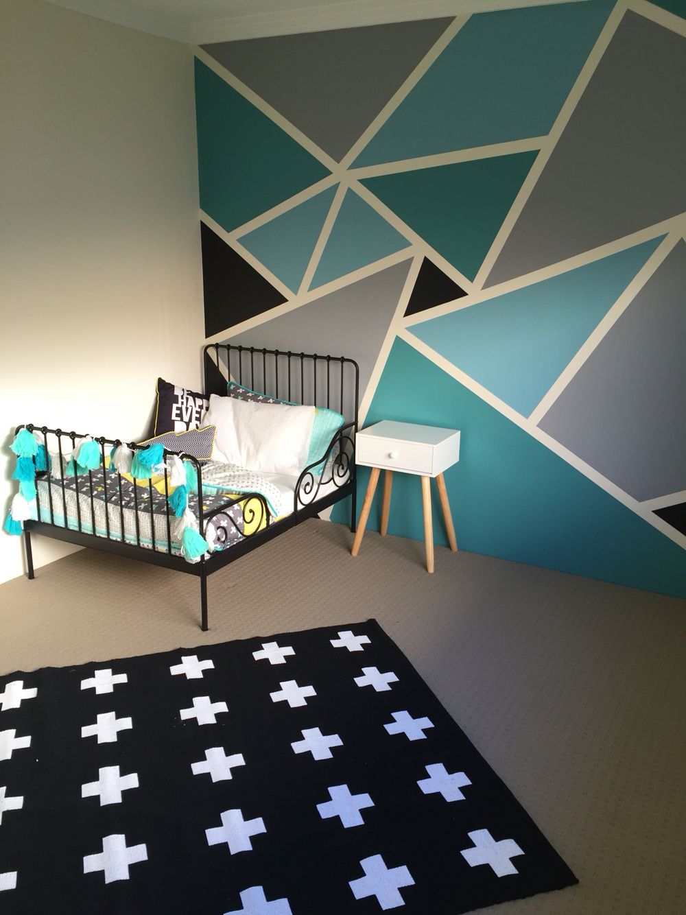 1000x1334 Big Boys Bedroom Withal The Ikea Minnen Toddler Bed Frame, Adairs - Geometric Painting Designs