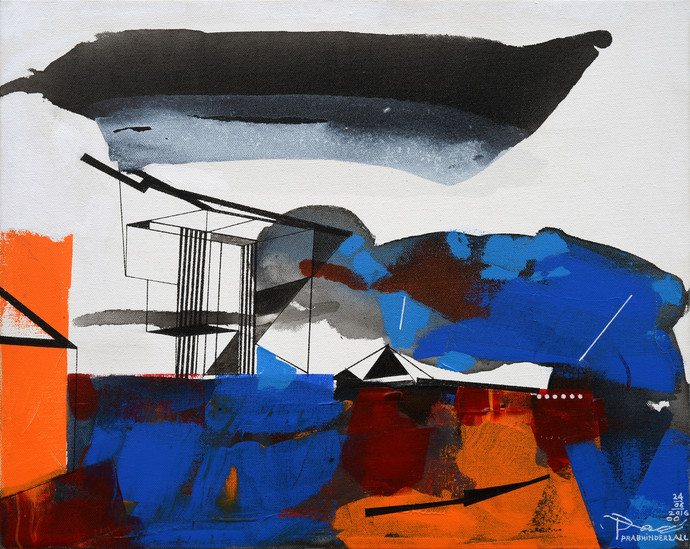 690x549 Vanishing Green - Geometrical Painting