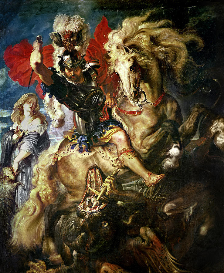 738x900 Saint George And The Dragon Painting By Peter Paul Rubens - George And The Dragon Painting