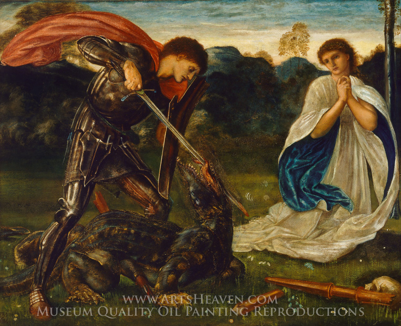 820x668 Reproduction Painting Edward Burne Jones St. George Kills - George And The Dragon Painting