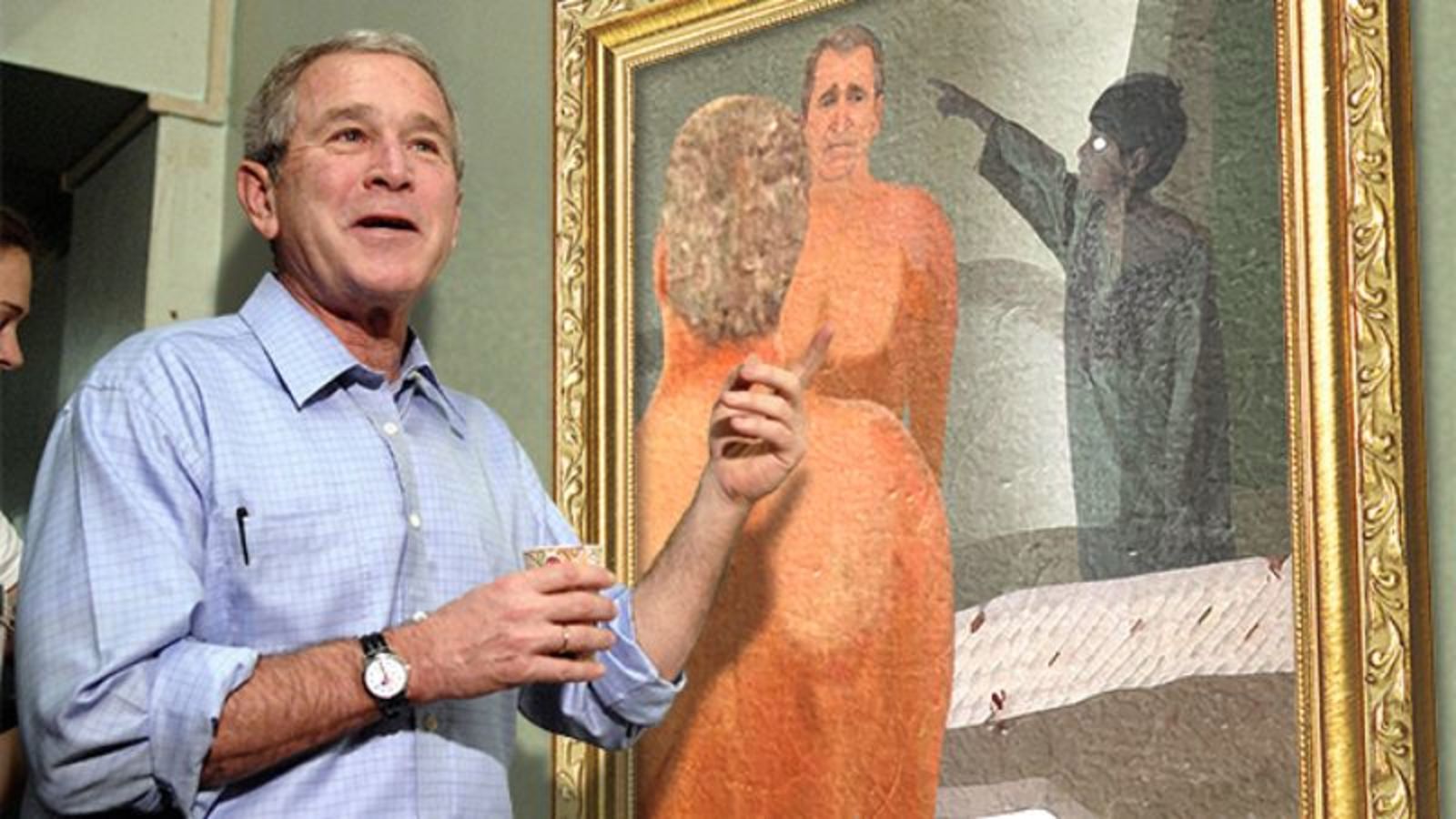 1600x900 George W. Bush Debuts New Paintings Dogs, Friends, Ghost - George Bush Painting