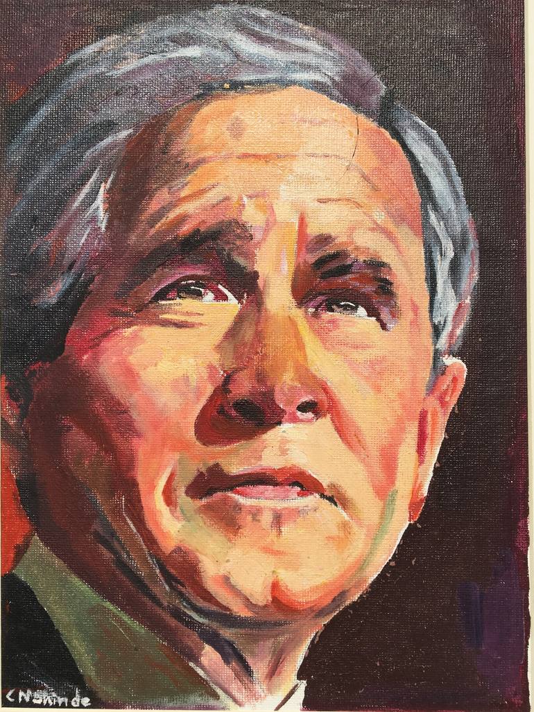 770x1027 Saatchi Art President George Bush Painting By Chandrakant Shinde - George Bush Painting
