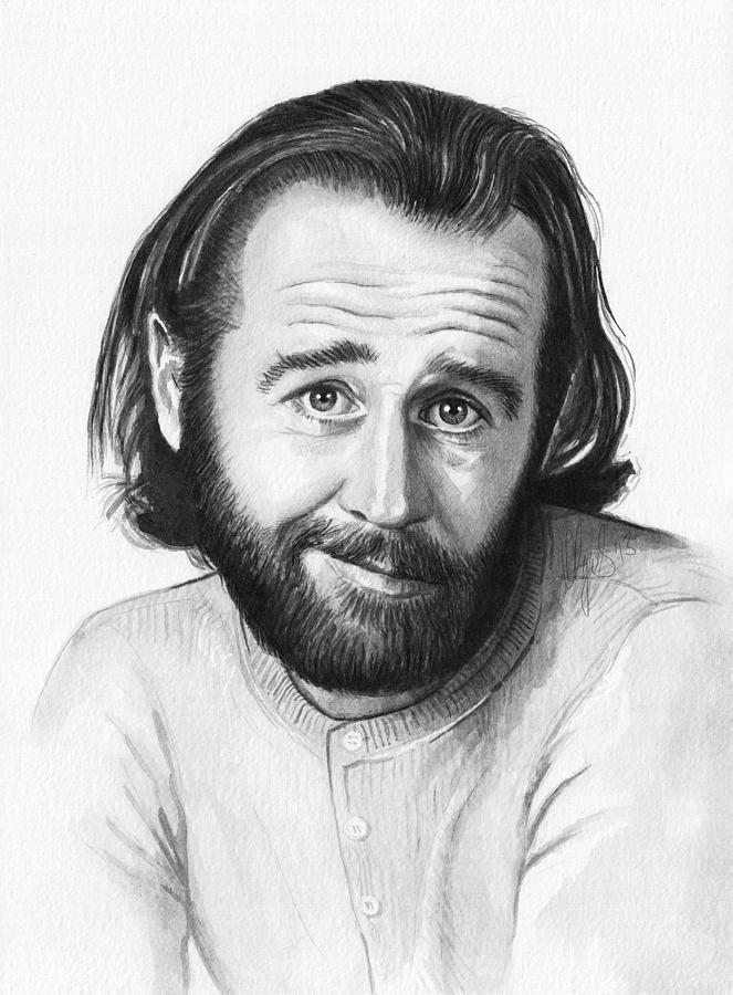 663x900 George Carlin Portrait Painting By Olga Shvartsur - George Carlin Painting