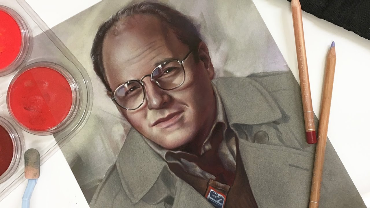 1280x720 George Costanza Time Lapse Drawing With Voiceover And Music - George Costanza Painting