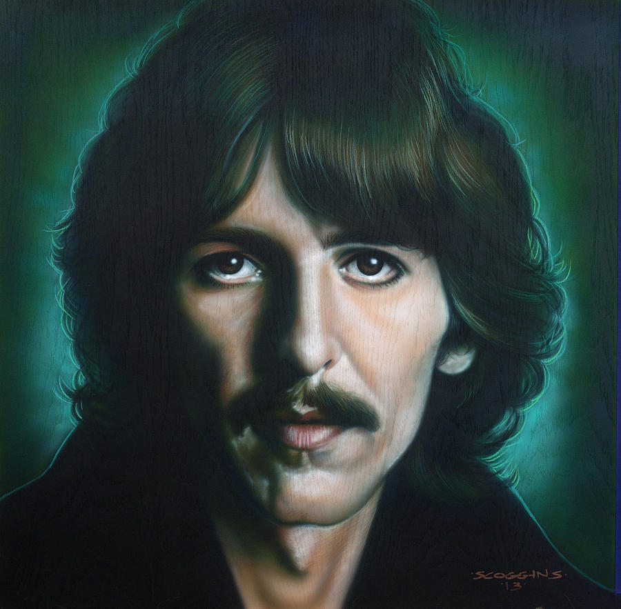 900x883 George Harrison Painting By Timothy Scoggins - George Harrison Painting