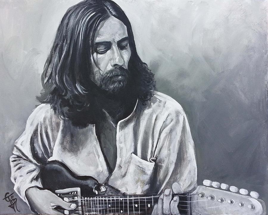 900x720 George Harrison Painting By Tom Carlton - George Harrison Painting