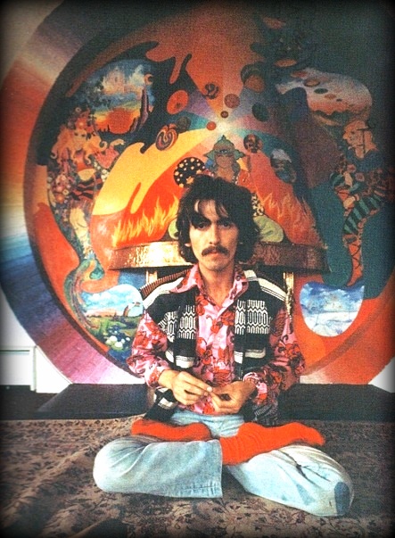 443x603 Phases Of The Moonblossom Painting Eric Clapton's Fool Guitar - George Harrison Painting