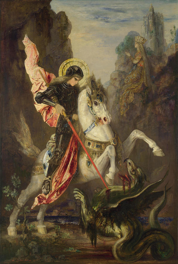 608x900 Saint George And The Dragon Painting By Gustave Moreau - George Painting