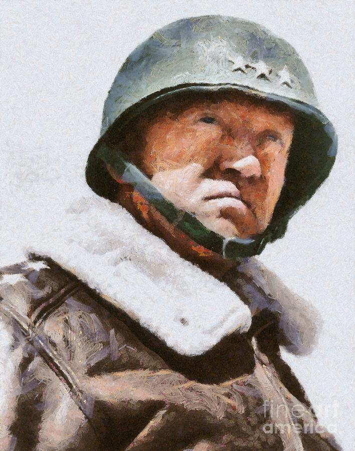 708x900 General George S. Patton Painting By Mary Bassett - George Patton Painting