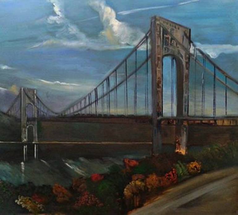 770x694 Saatchi Art George Washington Bridge Painting By Ron Leach - George Washington Bridge Painting