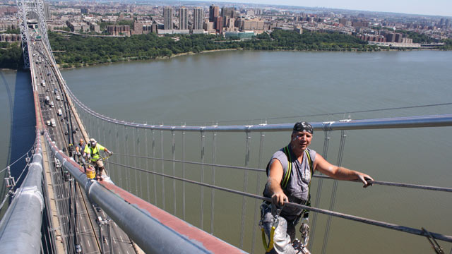 640x360 George Washington Bridge Painters Dangerous Job On Top - George Washington Bridge Painting
