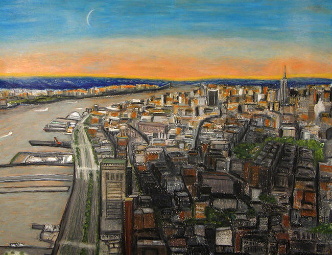 650x499 George Washington Bridge Painting By Karin Batten - George Washington Bridge Painting