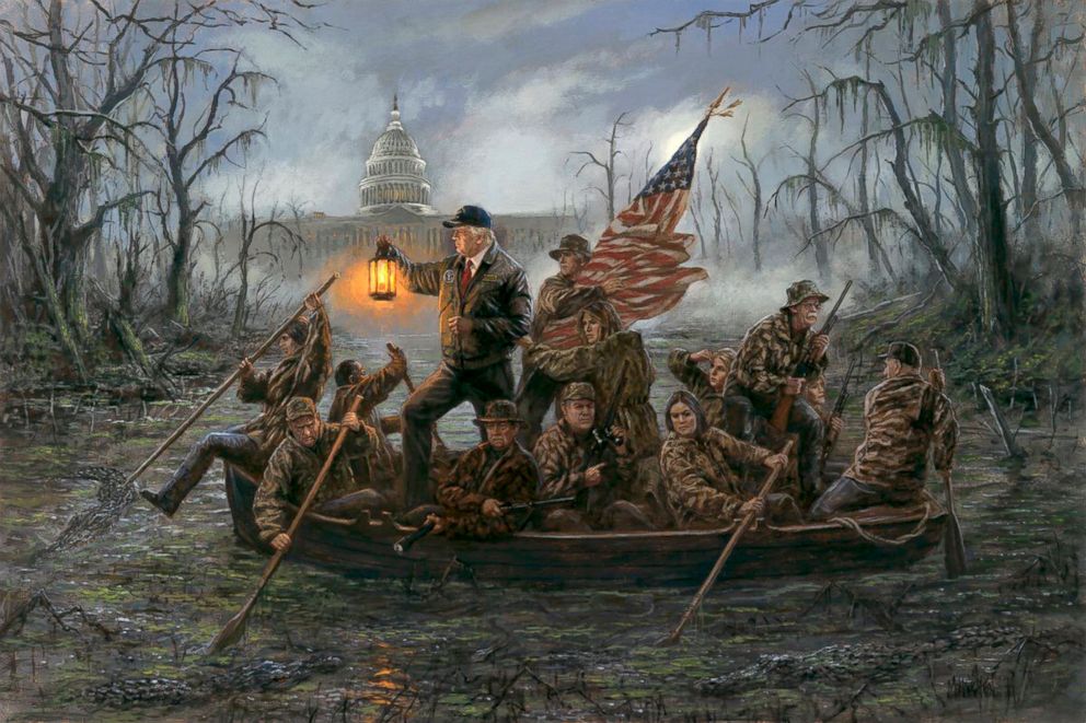 992x661 Crossing The Swamp' Painting Puts A Trump Twist On Iconic Image - George Washington Crossing The Delaware River Painting