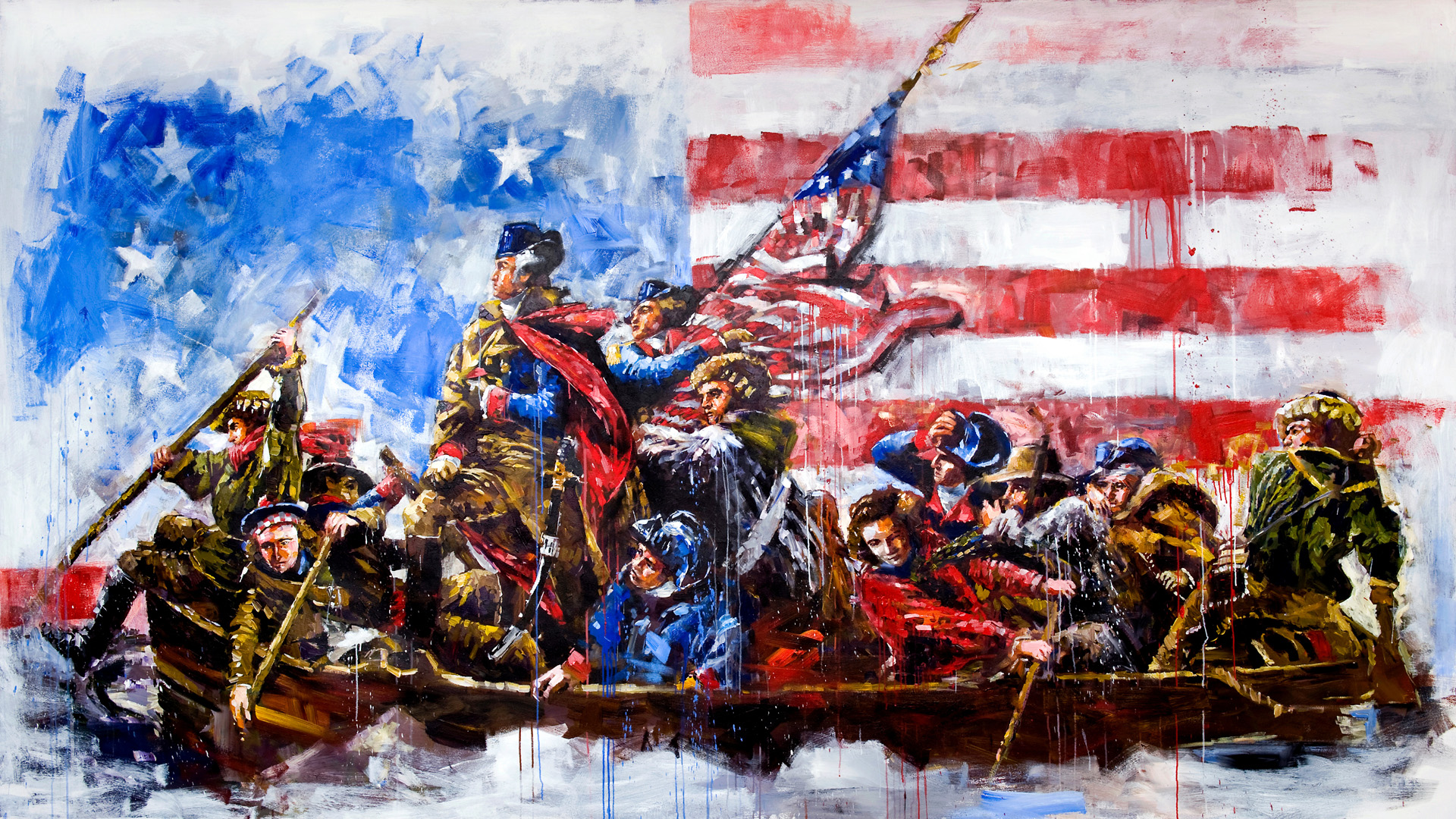 1920x1080 Washington Crossing The Delaware Wallpaper - George Washington Delaware River Painting
