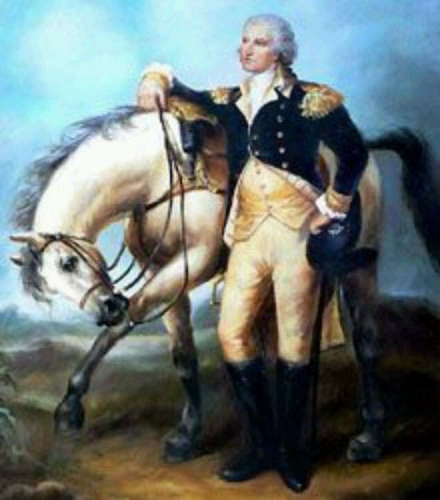 634x720 George Washington Amp White Horse Painting Americana - George Washington Horse Painting