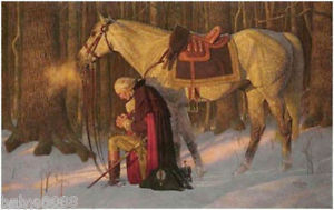 300x189 Handmade Oil Painting George Washington Kneeling In Prayer By His - George Washington Horse Painting