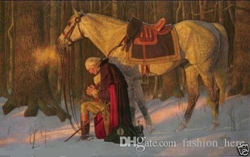 500x315 2018 Framed George Washington And His White Horse,handpainted - George Washington On A Horse Painting