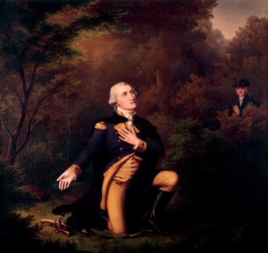 550x520 Washington George In Prayer At Valley Forge Paul Weber And L Sachs - George Washington Praying Painting
