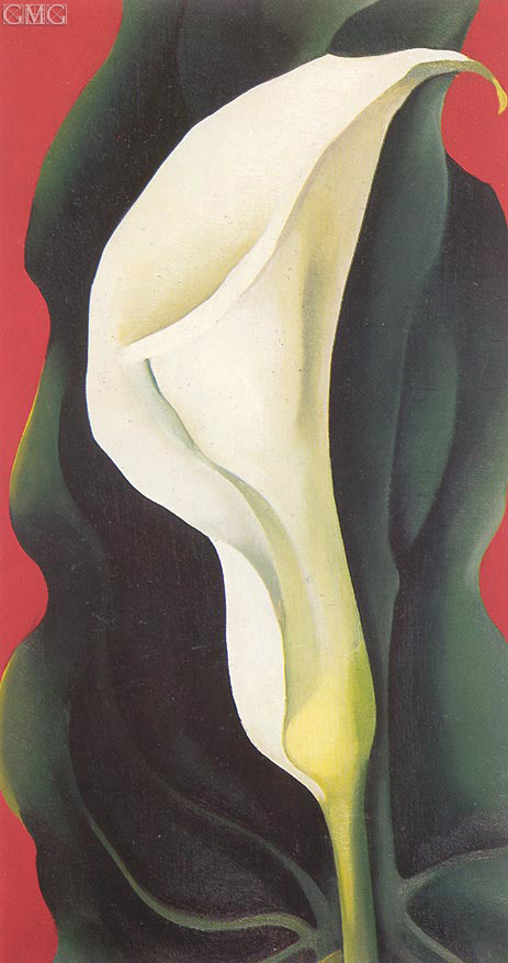 463x877 Single Lily With Red O'Keeffe Painting Reproduction 3876 - Georgia O Keeffe Painting