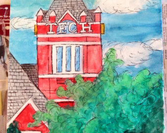 340x270 Ga Tech Tower Etsy - Georgia Tech Painting