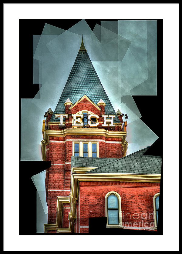 600x838 Georgia Tech 7 Ga Tech Tower Abstract Art Framed Print By Reid - Georgia Tech Painting